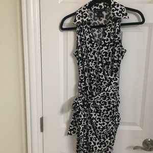 INC Sleeveless Navy and White Bodycon Dress